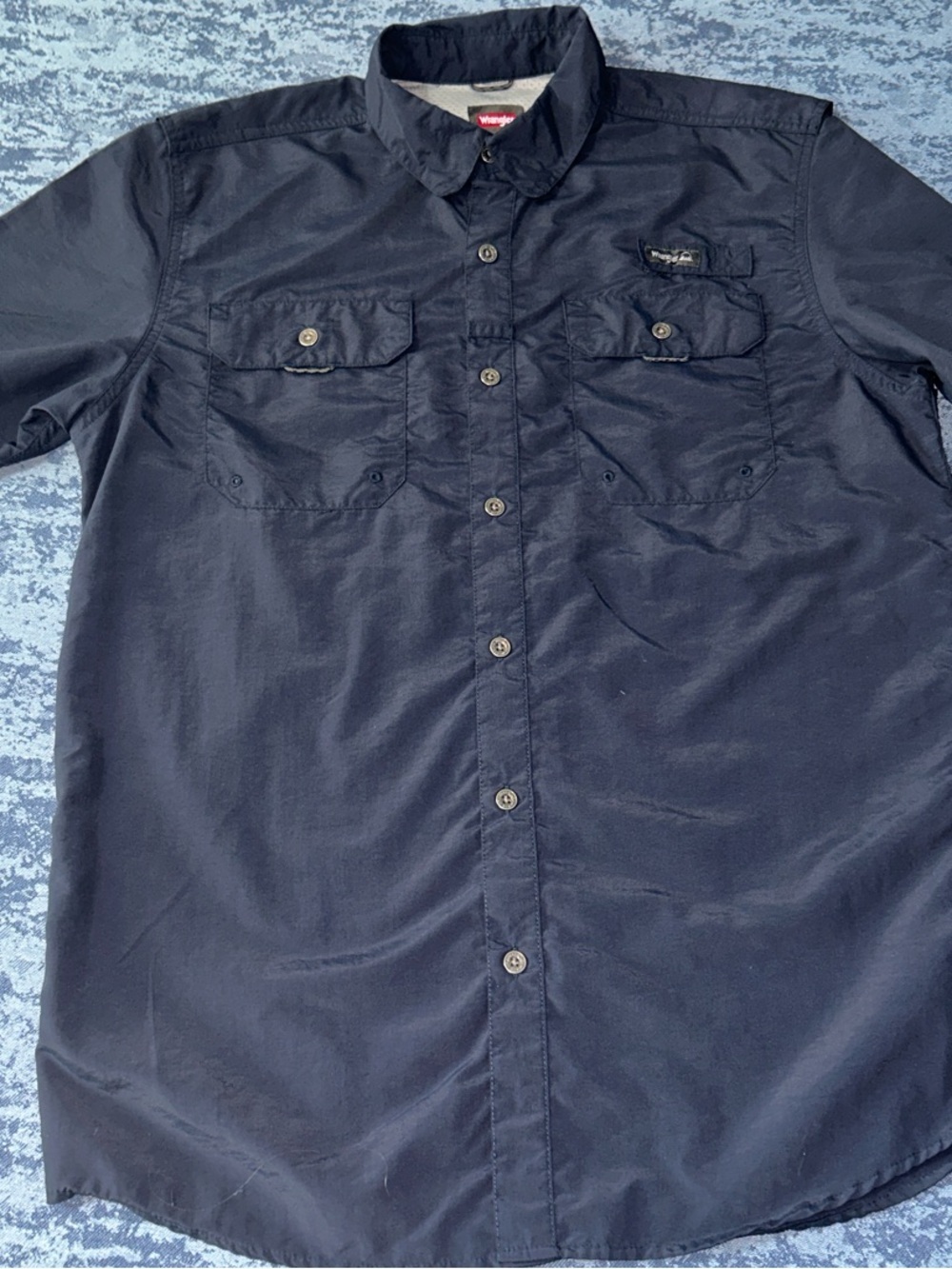 Wrangler Men's Dark Navy Short Sleeve Button-Up Shirt